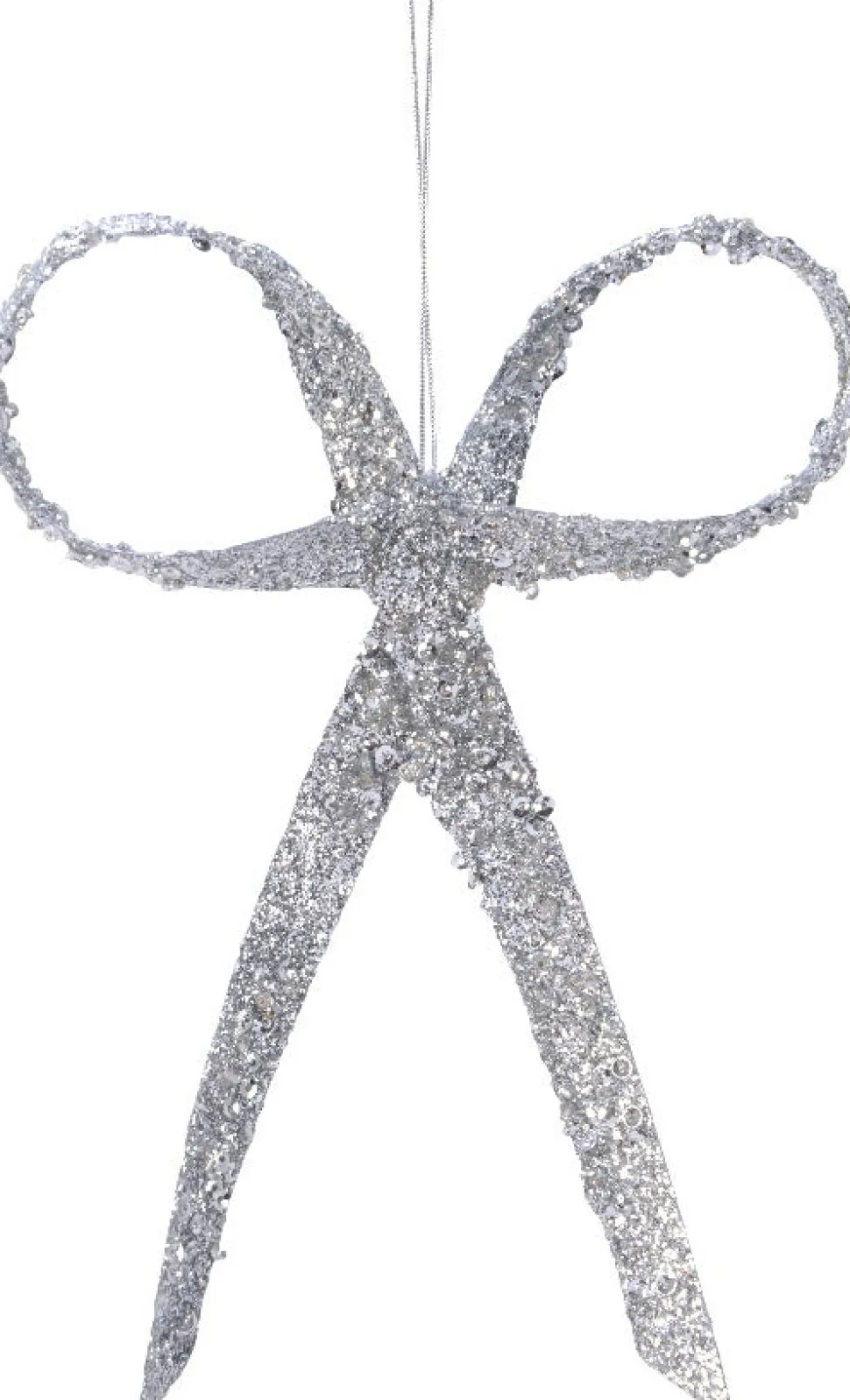 Decoris Weihnachtsbaumschmuck Schleife silber 12 x 1,2 x 16 cm