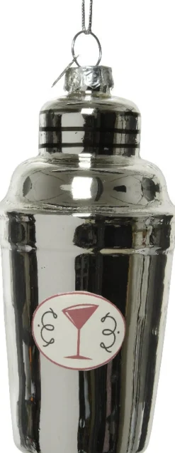 Decoris Weihnachtsbaumschmuck Cocktail Shaker silber 5,5 x 5,5 x 10,5 cm