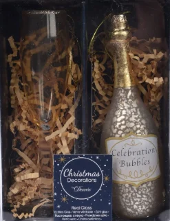 Decoris Weihnachtsbaumschmuck Champagnerglas silber / transparent D 6 H 12,5 cm 2 St.