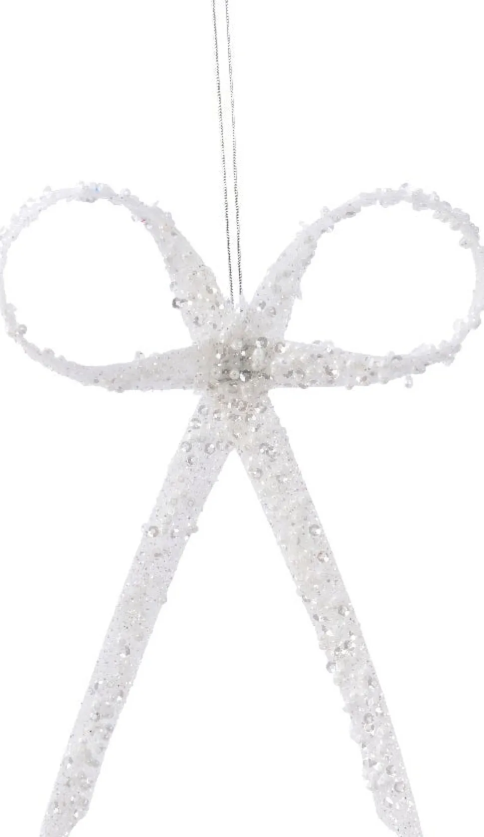 Decoris Weihnachtsbaumschmuck Schleife weiß 12 x 1,2 x 16 cm