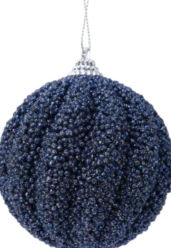 Decoris Weihnachtskugel nachtblau D 8 cm