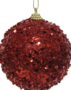 Decoris Weihnachtskugel rot D 8 cm