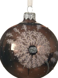 Decoris Weihnachtskugel Schneeflocke braun / beige D 8 cm