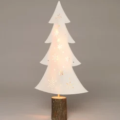 Deko-Weihnachtsbaum weiß mit 10 LEDs warmweiß H 41 cm