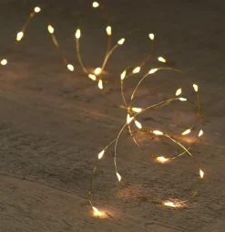 Drahtlichterkette gold 1 m mit 20 LEDs warmweiß