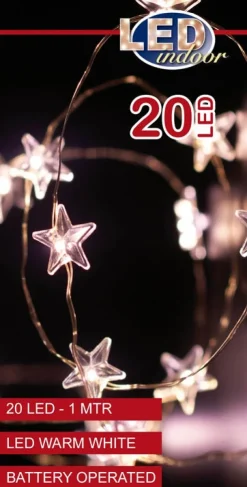 Drahtlichterkette Sterne silber 1 m LED warmweiß