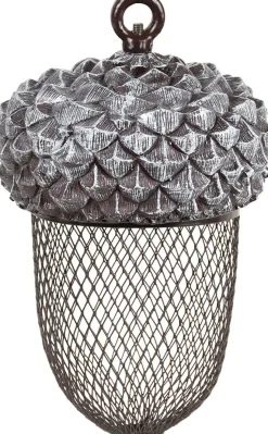 Esschert Design Vogelfutterspender Eichel silber D 14 H 22,2 cm