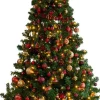 Everlands künstlicher Weihnachtsbaum Imperial rot / gold D 137 H 210 cm mit 380 LEDs