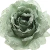 Everlands Weihnachtsschmuck Rose mit Clip grün D 14 H 8,5 cm