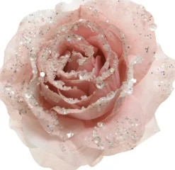 Everlands Weihnachtsschmuck Rose mit Clip rosa D 14 H 8,5 cm