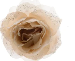 Everlands Weihnachtsschmuck Rose mit Clip creme D 14 H 8,5 cm