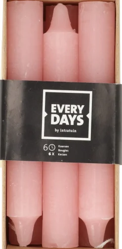 Everydays by Intratuin Stabkerzen Rustic hellrosa 6 Std. 6 St.