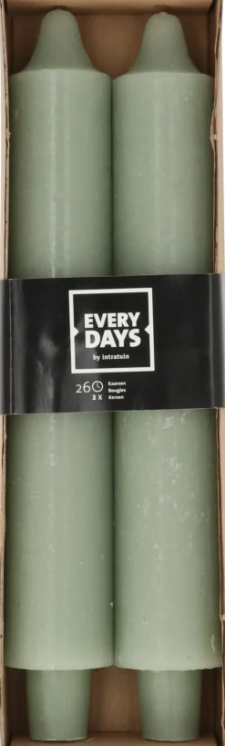 Everydays by Intratuin Stabkerzen Rustic hellgrün 24 Std. 2 St.