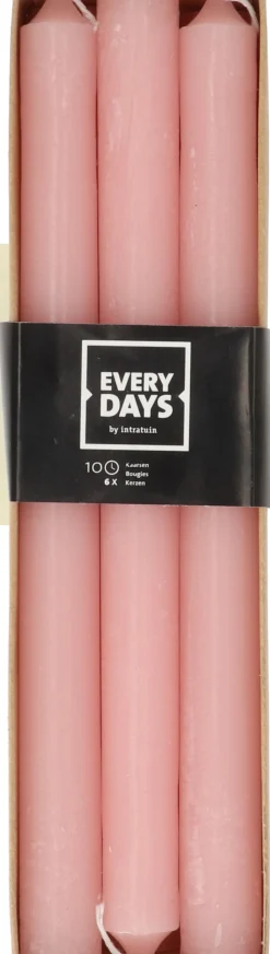 Everydays by Intratuin Stabkerzen Rustic hellrosa 10 Std. 6 St.