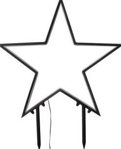 Gartenstecker Stern mit Timer schwarz warmweiß 53 x 3 56 cm