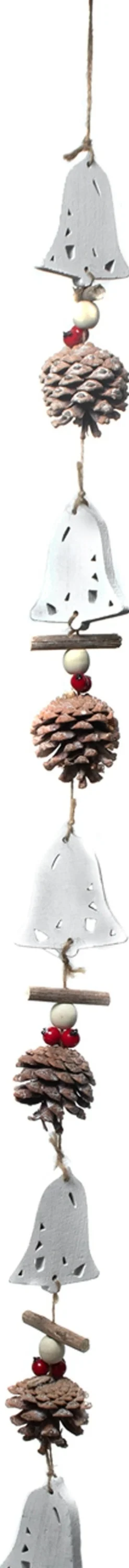 Girlande mit Tannenzapfen weiß Uhr 5 x 2 x 85 cm