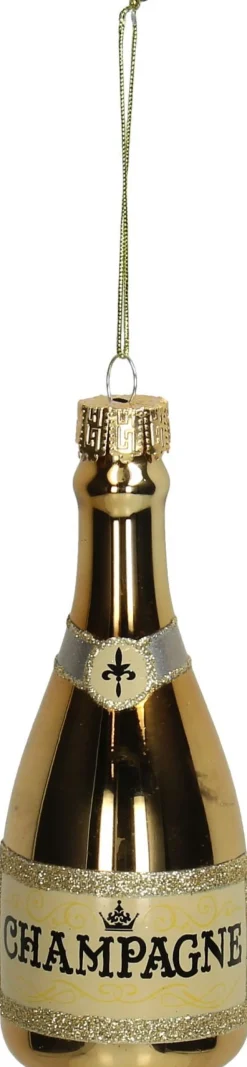 HD Collection Weihnachtsbaumschmuck Champagnerflasche gold D 3,7 H 15 cm