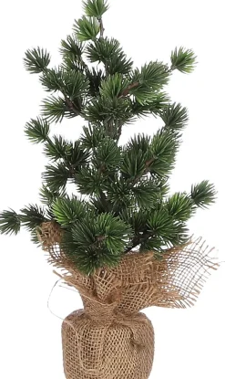 House of Seasons Künstlicher Weihnachtsbaum mit Jute-Fuß D 17 H 34 cm mit 10 LEDs warmweiß