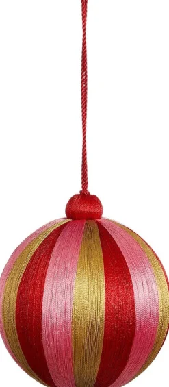 House of Seasons Weihnachtskugel Jolly rot / rosa / gold D 10 cm