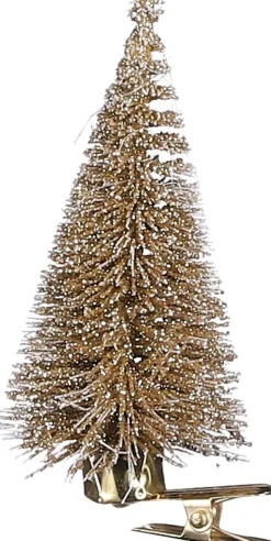 House of Seasons Weihnachtsschmuck Baum mit Clip gold D 4 H 9 cm 6 St.