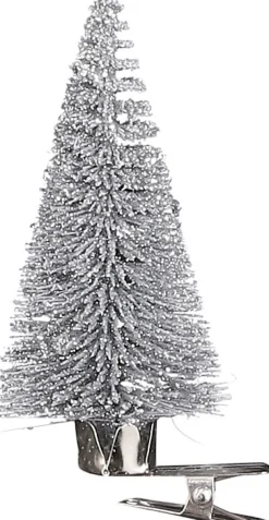 House of Seasons Weihnachtsschmuck Baum mit Clip silber D 4 H 9 cm 6 St.
