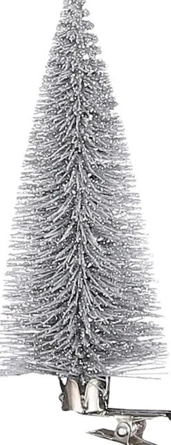 House of Seasons Weihnachtsschmuck Baum mit Clip silber D 5 H 13 cm 6 St.
