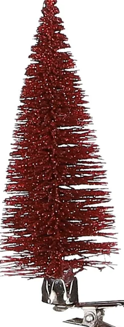 House of Seasons Weihnachtsschmuck Baum mit Clip rot D 5 H 13 cm 6 St.