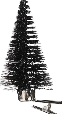 House of Seasons Weihnachtsschmuck Baum mit Clip schwarz D 4 H 9 cm 6 St.