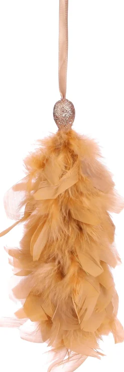 House of Seasons Weihnachtsbaumschmuck Feder orange D 10 H 22 cm