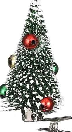 House of Seasons Weihnachtsschmuck Baum mit Clip grün D 4 H 9 cm 6 St.