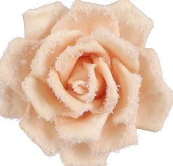 House of Seasons Weihnachtsschmuck Rose mit Clip beige D 14 H 7 cm