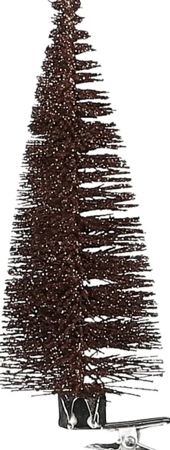 House of Seasons Weihnachtsschmuck Baum mit Clip braun D 5 H 13 cm 6 St.