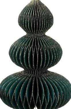 House of Seasons Weihnachtsdeko Baum Rocco grün / gold D 12 H 20 cm