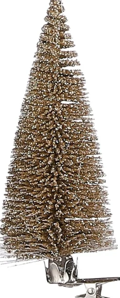 House of Seasons Weihnachtsschmuck Baum mit Clip gold D 5 H 13 cm 6 St.