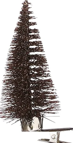 House of Seasons Weihnachtsschmuck Baum mit Clip braun D 4 H 9 cm 6 St.