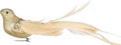 House of Seasons Weihnachtsschmuck Vogel mit Clip gold 23 x 5 x 5,5 cm