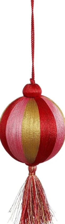 House of Seasons Weihnachtskugel Jolly rot / rosa / gold D 8 cm H 14 cm