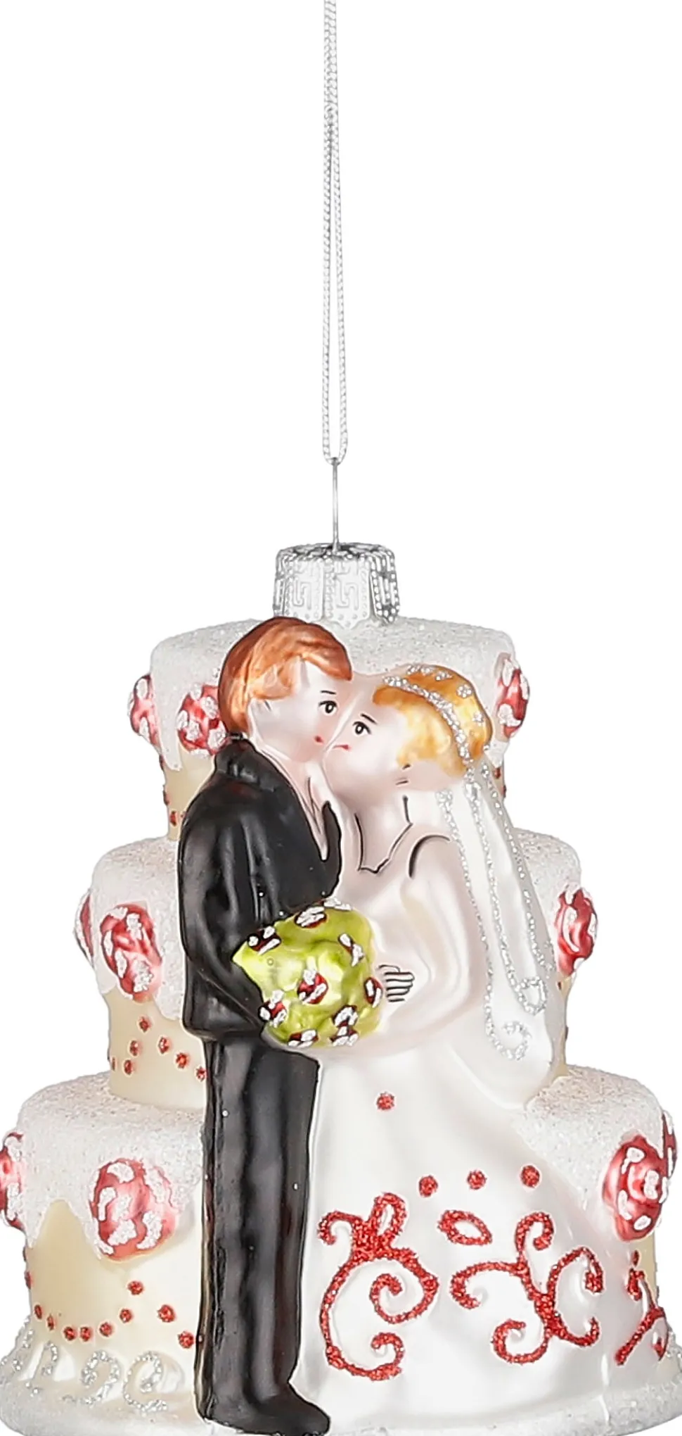 House of Seasons Weihnachtsbaumschmuck Hochzeitstorte weiß 8,5 x 8,5 x 10,5 cm