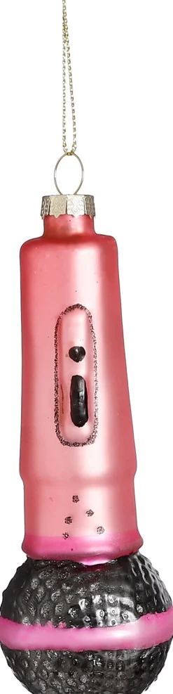 House of Seasons Weihnachtsbaumschmuck Mikrofon rosa D 4,5 H 12 cm