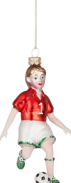House of Seasons Weihnachtsbaumschmuck Fußballspieler rot / weiß 7 x 6,5 x 13,5 cm