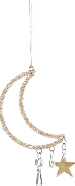 House of Seasons Weihnachtsbaumschmuck Mond und Sterne gold 12 x 4 cm