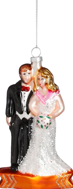 House of Seasons Weihnachtsbaumschmuck Brautpaar schwarz / weiß 7 x 2,5 x 12,5 cm