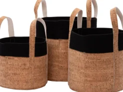 Intratuin Aufbewahrungskorb Xue schwarz / Kork D 25 H 25 cm