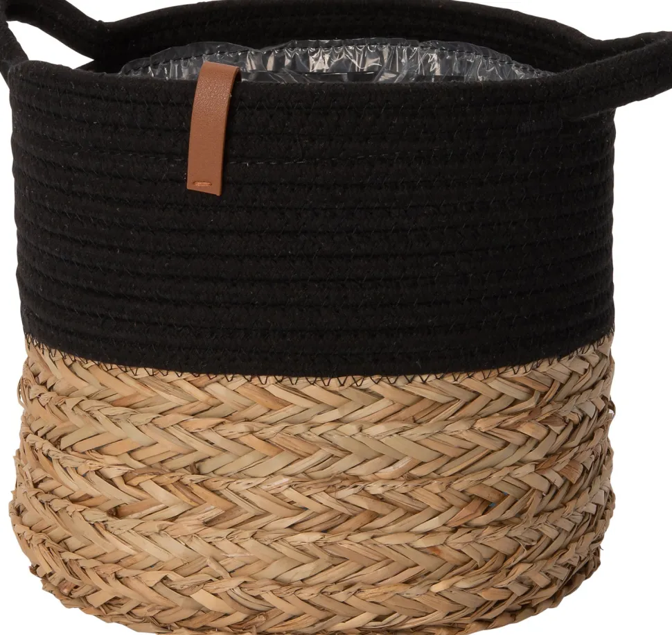 Intratuin Aufbewahrungskorb Floro natur / schwarz D 30 H 26 cm