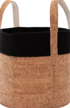 Intratuin Aufbewahrungskorb Xue schwarz / Kork D 30 H 30 cm