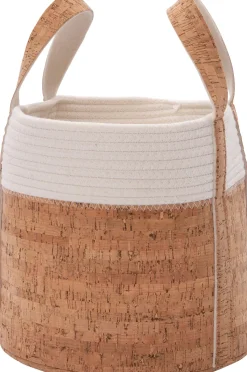 Intratuin Aufbewahrungskorb Julan weiß / Kork D 25 H 25 cm