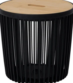 Intratuin Beistelltisch mit Korb schwarz / naturell D 39 H 38 cm 2 St.