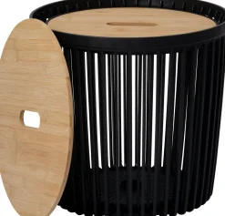 Intratuin Beistelltisch mit Korb schwarz / naturell D 39 H 38 cm 2 St.