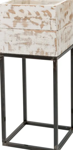 Intratuin Blumenkasten Kyra mit Ständer weiß / Holz 22 x 22 x 54 cm