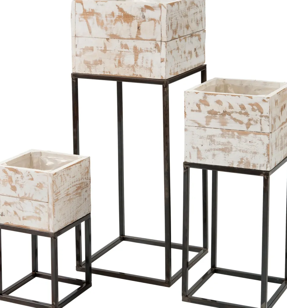 Intratuin Blumenkasten Kyra mit Ständer weiß / Holz 28 x 28 x 75 cm